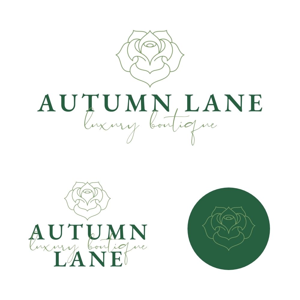 customised logo template variations with rose flower icon and green text