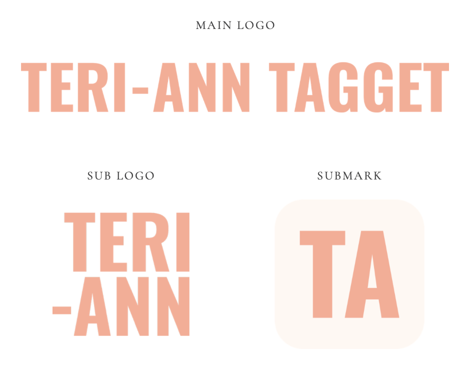 Teri-Ann Tagget Brand Logo Suite with Main Logo, Alternative Logo & Sub Mark