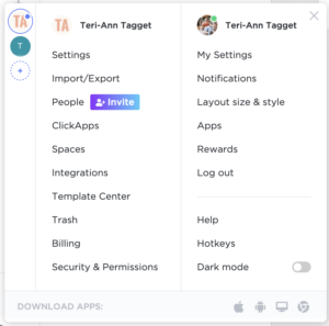 ClickUp Project Management App Workspace Settings